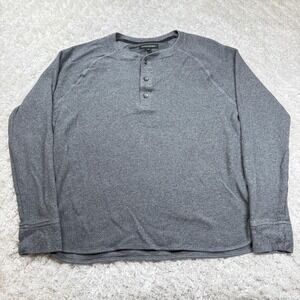 Banana Republic Henley Shirt Mens XL Gray Raglan Quite Luxury Casual Preppy Emo